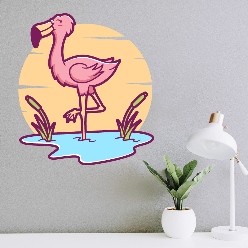 Αυτοκόλλητο τοίχου Flamingo cartoon